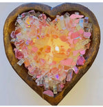 Load image into Gallery viewer, Heart Shaped Fire Bowl Pink Glass Soy Candle in Dough Bowl
