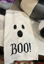 Load image into Gallery viewer, BOO Ghost Halloween Towel Black &amp; White
