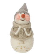 Load image into Gallery viewer, Wool Felt Snowman Embroidered with Gray Hat
