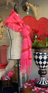 Pink & Red Stripe Scarf or Shawl
