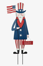 Load image into Gallery viewer, Patriotic Uncle Sam Red White &amp; Blue MDF Body and Metal Stakes
