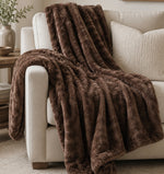 Load image into Gallery viewer, Luxurious Clove Brown Faux Fur Throw
