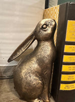 Load image into Gallery viewer, Pair of Bunnies Aged Gold with Bronze Weighted Bookends
