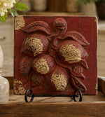 Load image into Gallery viewer, Red Ceramic Accent Tile with Fruit Pattern
