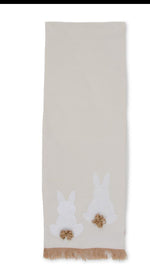 Load image into Gallery viewer, Linen Look Emroidered Fringed Bunny Table Runner
