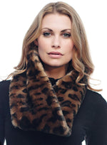 Load image into Gallery viewer, Tan, Brown, &amp; Black Panther Eternity Faux Fur Scarf
