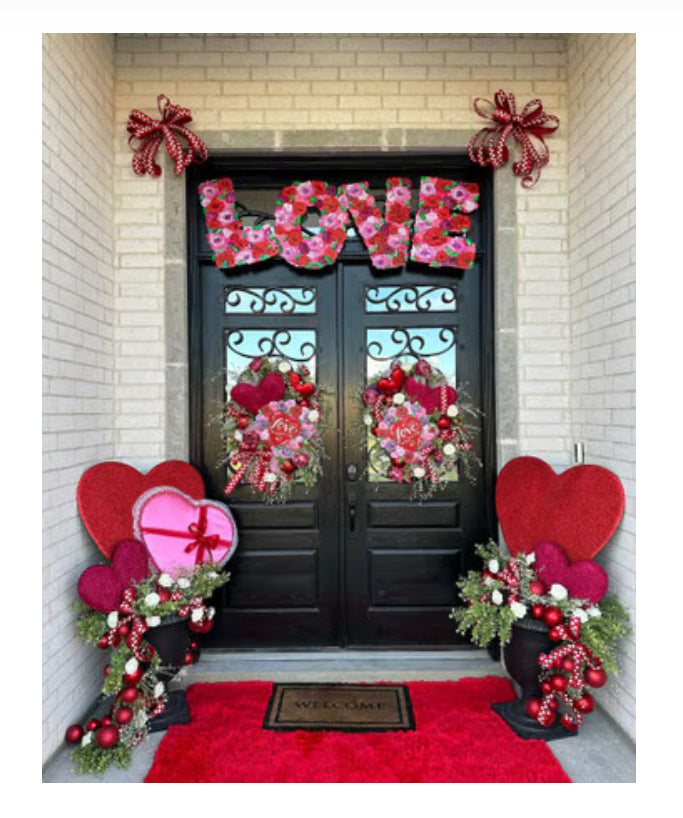 Valentines Day: Large Red Glittered Metal Heart