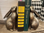 Load image into Gallery viewer, Pair of Bunnies Aged Gold with Bronze Weighted Bookends
