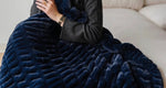 Load image into Gallery viewer, Couture Double Ruched Midnight Navy Blue Faux Fur Throw 60”x80”

