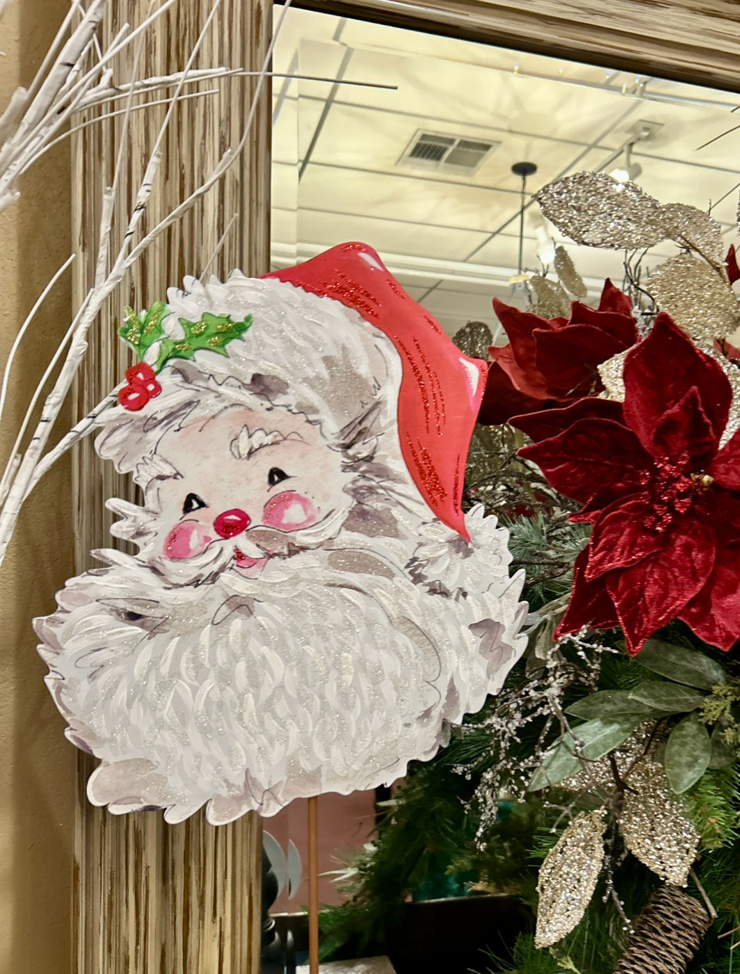 Red & White Santa Metal Outdoor/Indoor Stake Christmas