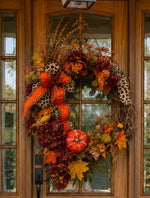Load image into Gallery viewer, Fall Leopard Chocolate Ribbon Floral Wreath
