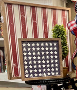 Load image into Gallery viewer, Americana Blue &amp; White Stars Pic with wood frame 8”x8”
