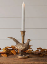 Load image into Gallery viewer, Aged Gold Pheasant Candleholder Resin 8”
