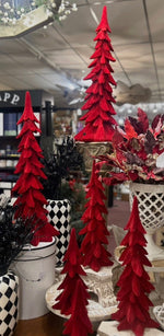 Load image into Gallery viewer, Red Velvet Large Style Trees Set of 3
