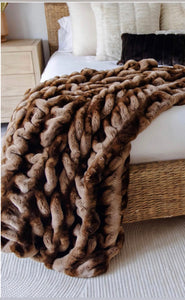 NEW! Couture Mocha Caramel Mink Faux Fur Throw