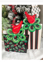 Load image into Gallery viewer, Set of 2 Cardinal Christmas Packages Metal Stake Outdoor or Indoor
