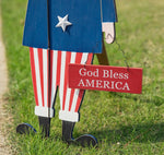 Load image into Gallery viewer, Patriotic Uncle Sam Red White &amp; Blue MDF Body and Metal Stakes
