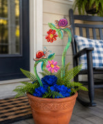 Load image into Gallery viewer, Set of 2 Snails on Flowers Metal Stakes Outdoor
