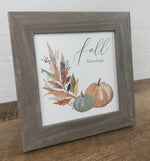 Load image into Gallery viewer, Fall Blessings Pumpkins Wood Framed Shimmering Picture
