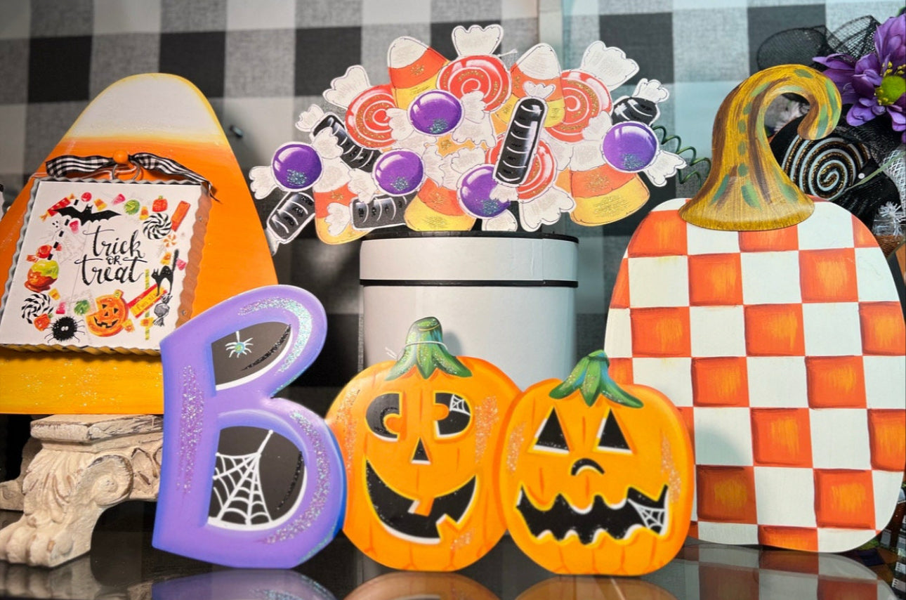BOO Jack-o-Lantern Metal Stake with Easel in Purple