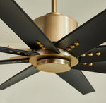Load image into Gallery viewer, Aged Brass and Black Fleet Ceiling Fan - 72” or 56” DAMP Rated Fan Indoor or Outdoor
