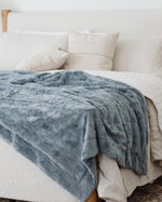 Load image into Gallery viewer, Luxurious Dusk Slate Blur Faux Fur Throw
