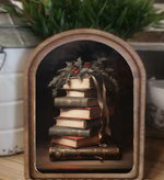 Load image into Gallery viewer, ArchTop Wooden Stack of Books Christmas Picture
