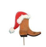 Load image into Gallery viewer, Cowboy Boot with Santa Hat Christmas Metal Stake
