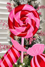 Load image into Gallery viewer, Large Hot Pink and Red Lollipop Metal Outdoor or Indoor Stake
