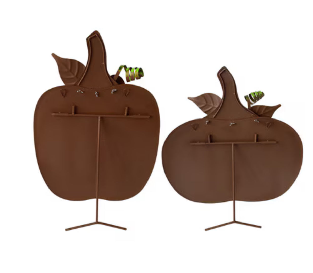 Large Cream or Orange Pumpkins Set of 2 Large Ribbon Pumpkins with Metal Stake and Easels