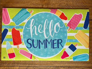 Hello Summer Popsicle Door Mat Outdoor