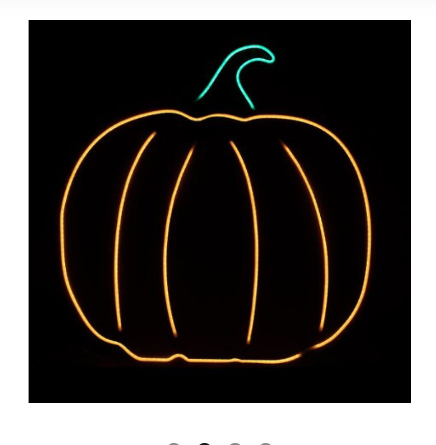 New! Neon Light Up Orange Pumpkin with Easel & Stake