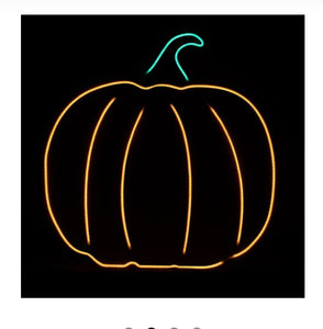 New! Neon Light Up Orange Pumpkin with Easel & Stake