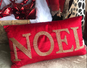 Red and Gold NOEL Velvet Christmas Pillow