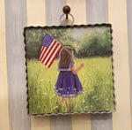 Load image into Gallery viewer, Little Girl with American Flag Mini Print
