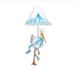 Load image into Gallery viewer, It’s a Boy Stork in Blue and White Door Décor Decorative Front Door Sign with Ribbon Hanger
