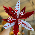 Load image into Gallery viewer, Red &amp; White Candy Cane Poinsettias Pack of 3
