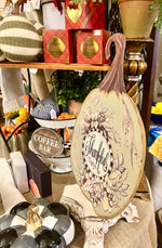 Load image into Gallery viewer, Autumn Leaves Tan and Brown Thankful Brown Metal Pumpkin Stake
