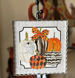 Load image into Gallery viewer, Halloween Mini Print Harlequin Pumpkin, Polka Dot Bow, Spider Detail
