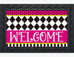 Load image into Gallery viewer, Bright Pink Harlequin Welcome Door Mat Outdoor
