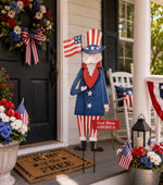 Load image into Gallery viewer, Patriotic Uncle Sam Red White &amp; Blue MDF Body and Metal Stakes

