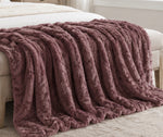Load image into Gallery viewer, NEW! Dusty Mauve Rosewood Faux Fur Throw
