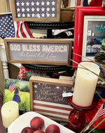 Load image into Gallery viewer, Americana God Bless America Land That I Love with wood frame 12”x4”
