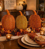 Load image into Gallery viewer, Sparkling Orange Pumpkins Set of 3 Large Metal with Attached Easels
