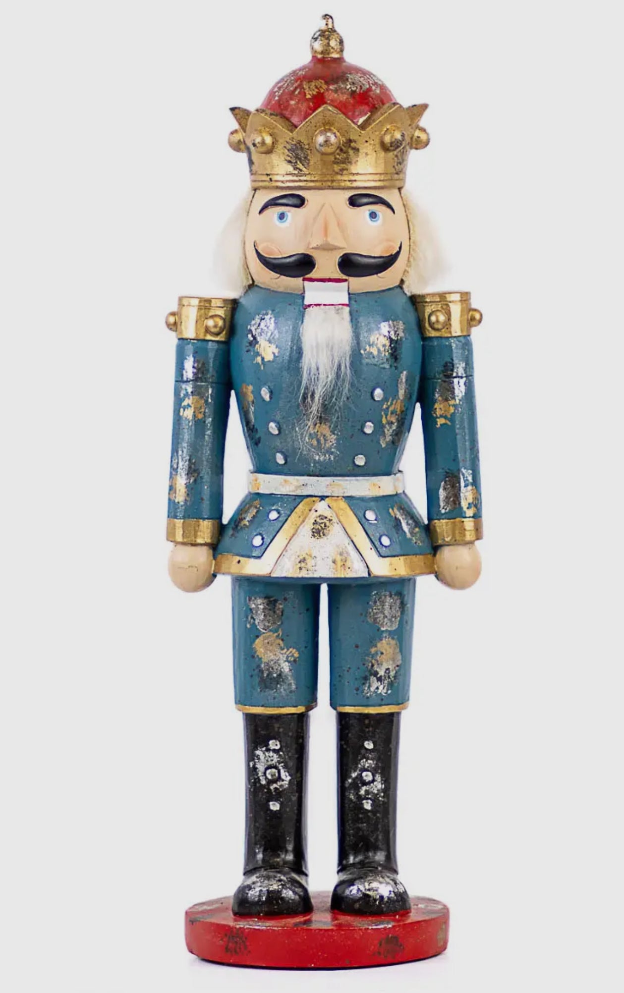 Blue, Red, Gold, and Silver Nutcracker with Crown