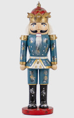 Load image into Gallery viewer, Blue, Red, Gold, and Silver Nutcracker with Crown
