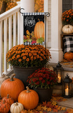 Load image into Gallery viewer, Give Thanks Outdoor Flag Small Black White Check Border
