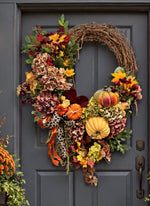 Load image into Gallery viewer, Luxe Large 34” Fall Leopard Pumpkin Hydrangea Floral Wreath

