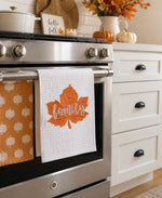 Load image into Gallery viewer, Orange Family Fall Leaf Waffle Hand Towel
