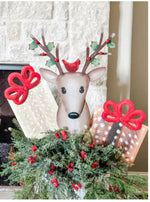 Load image into Gallery viewer, Deer Print Christmas Packages Set of 2 Metal Stake Outdoor or Indoor
